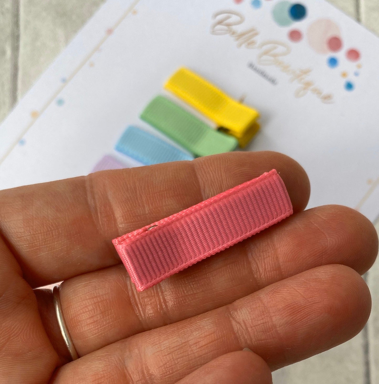 Rainbow ribbon fringe clips pack of 7 - toddler clips - baby hair clips - small ribbon clips