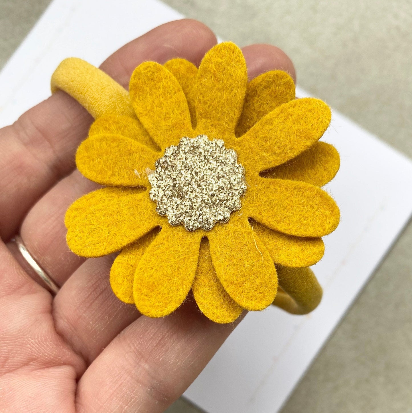 Mustard Yellow Daisy Headband with Gold Center