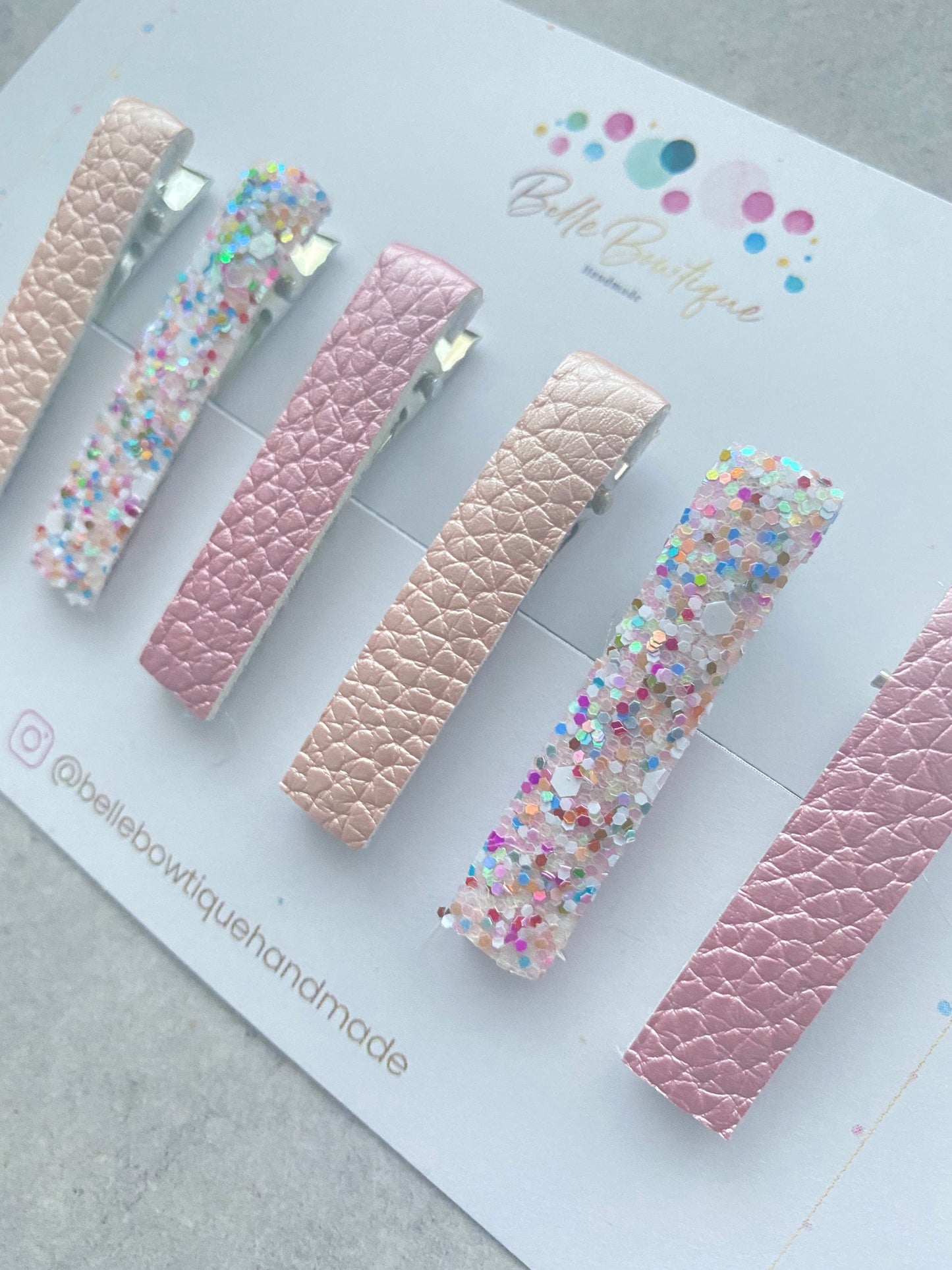 Girls Hair Clip Barrette Pack of 6 Pinks Glitter Fringe Clips two pairs Bar clips Pink Glitter Clip