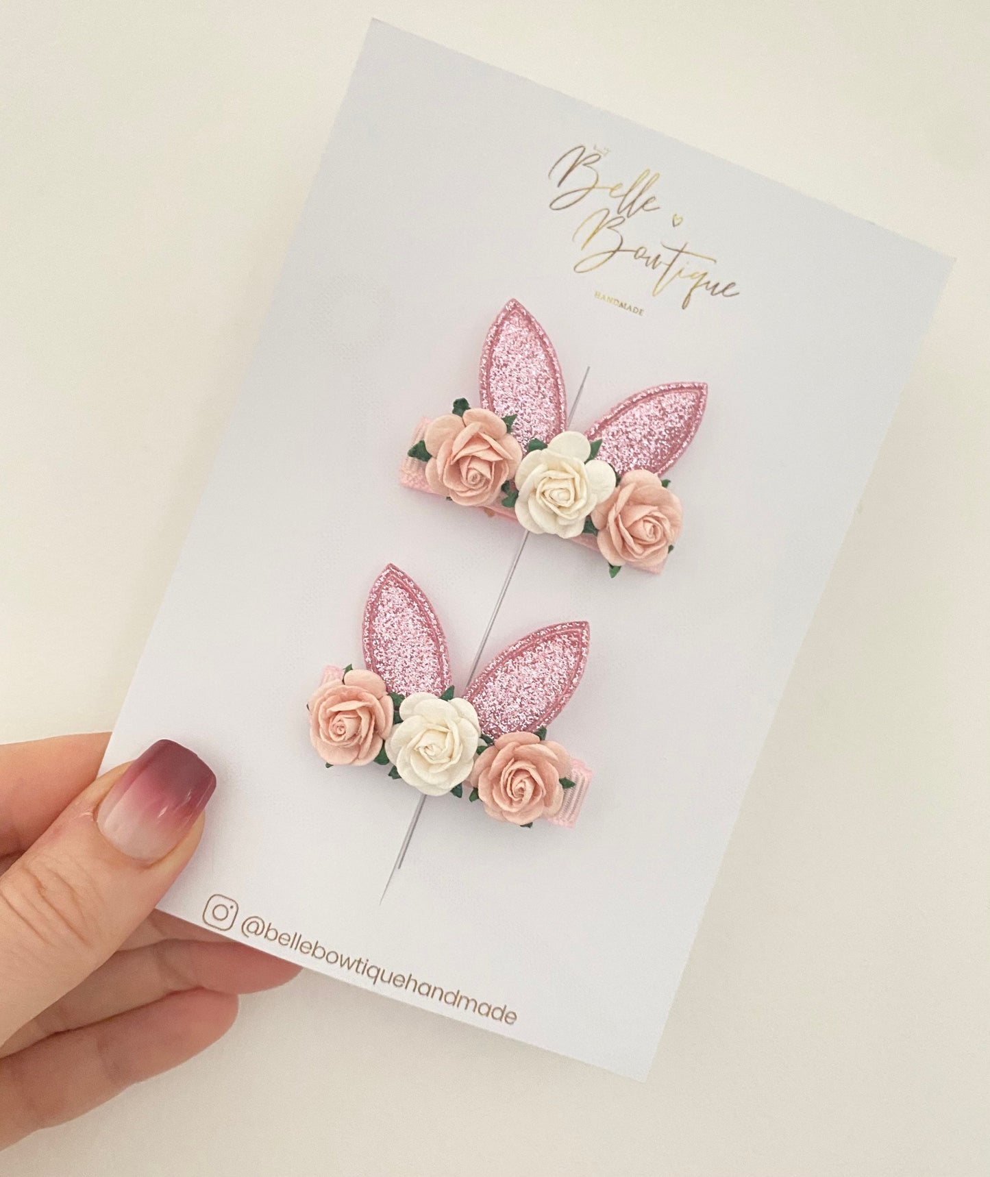 Bunny Ear Flower Clips - Choose colour - 1 pair
