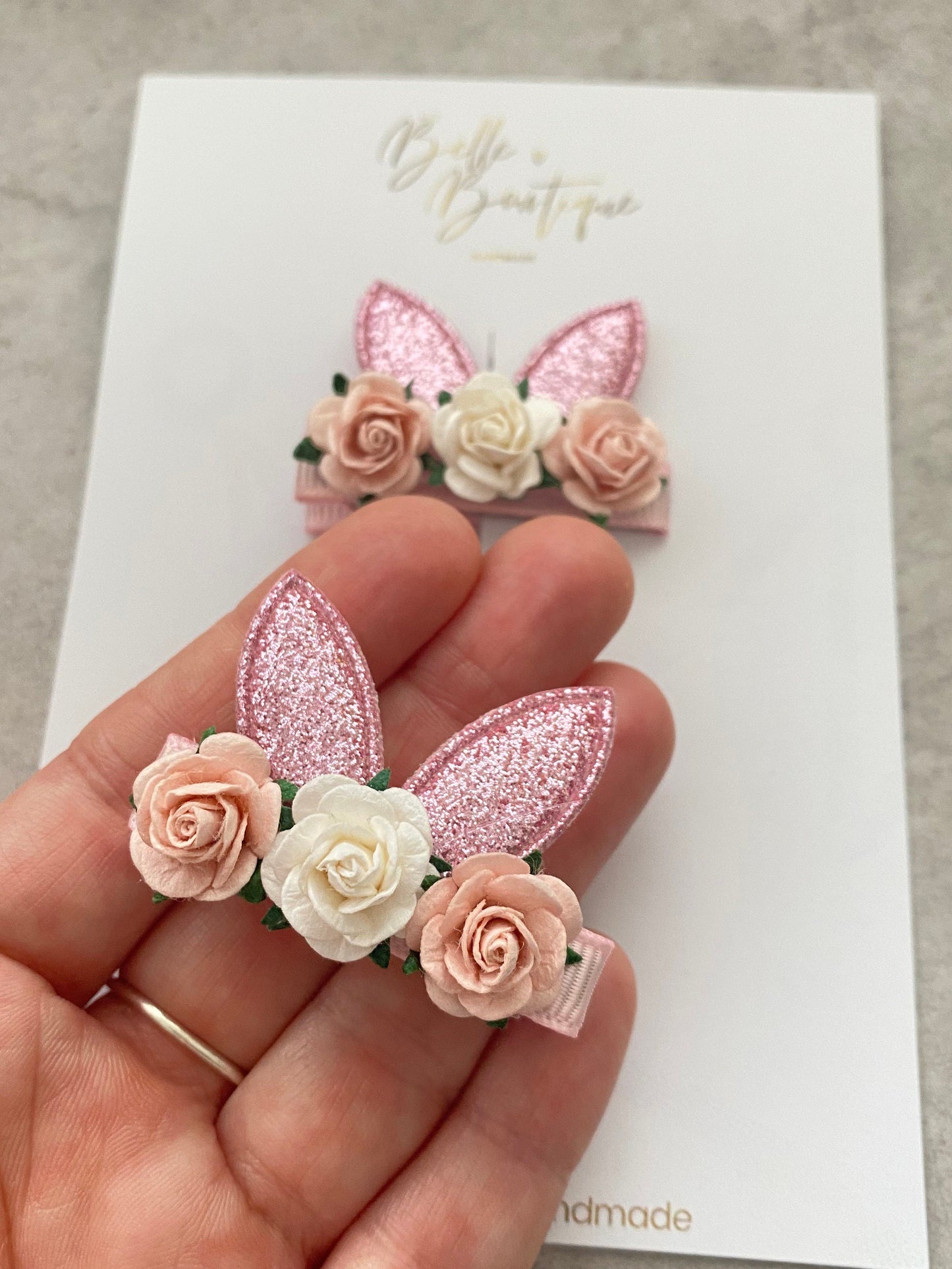 Bunny Ear Flower Clips - Choose colour - 1 pair