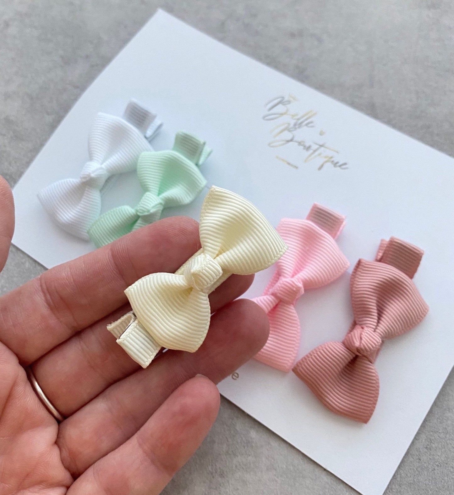 Fully Lined ribbon fringe clips pack of 5- small clips - mini clips - Clip pack - toddler clip small - baby hair clips