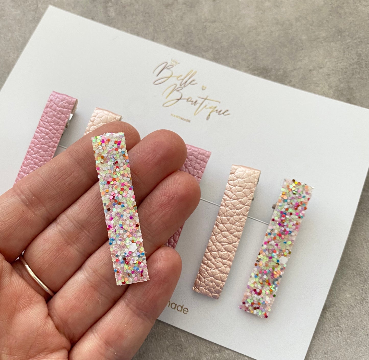 Girls Hair Clip Barrette Pack of 6 Pinks Glitter Fringe Clips two pairs Bar clips Pink Glitter Clip