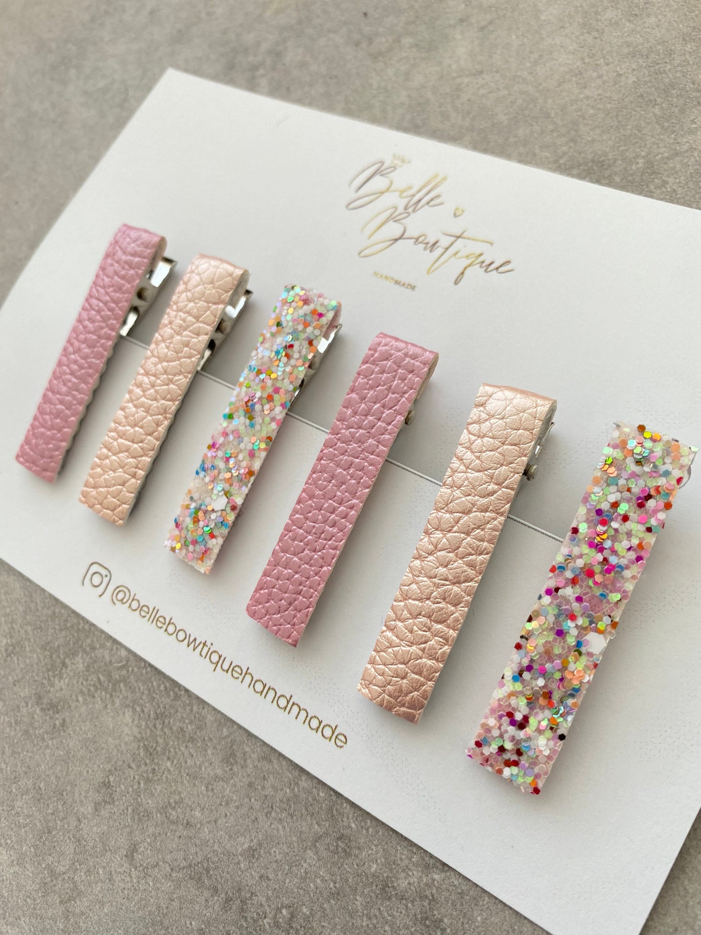 Girls Hair Clip Barrette Pack of 6 Pinks Glitter Fringe Clips two pairs Bar clips Pink Glitter Clip