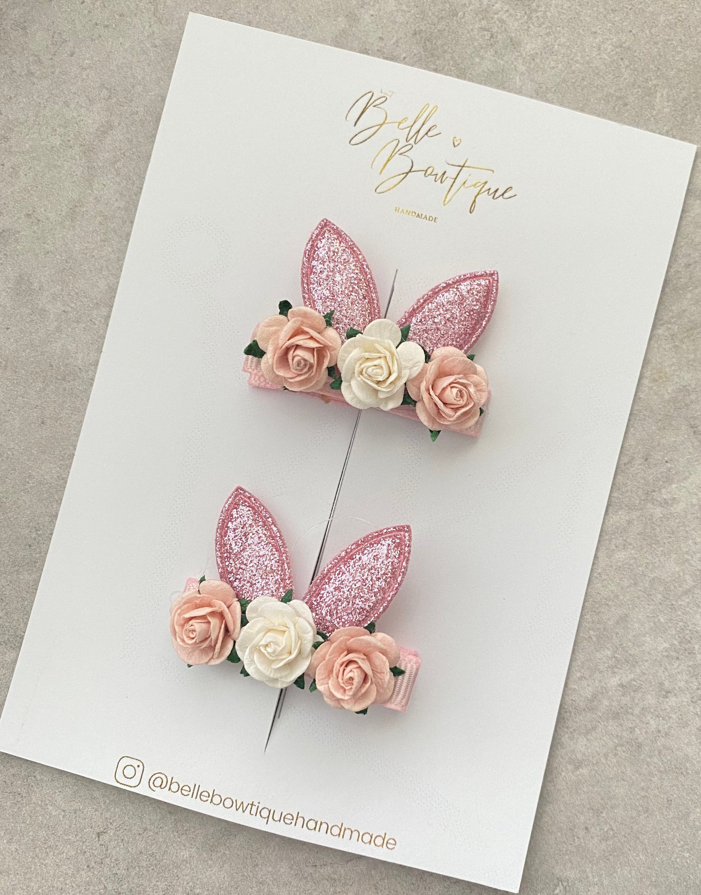 Bunny Ear Flower Clips - Choose colour - 1 pair