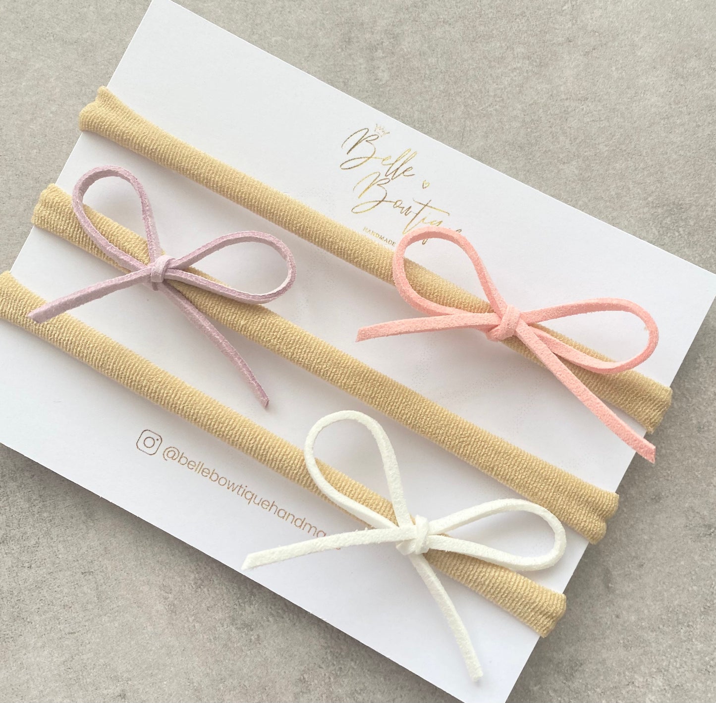 White, Pink and Lilac Hand-Tied Bow Baby Headband Set