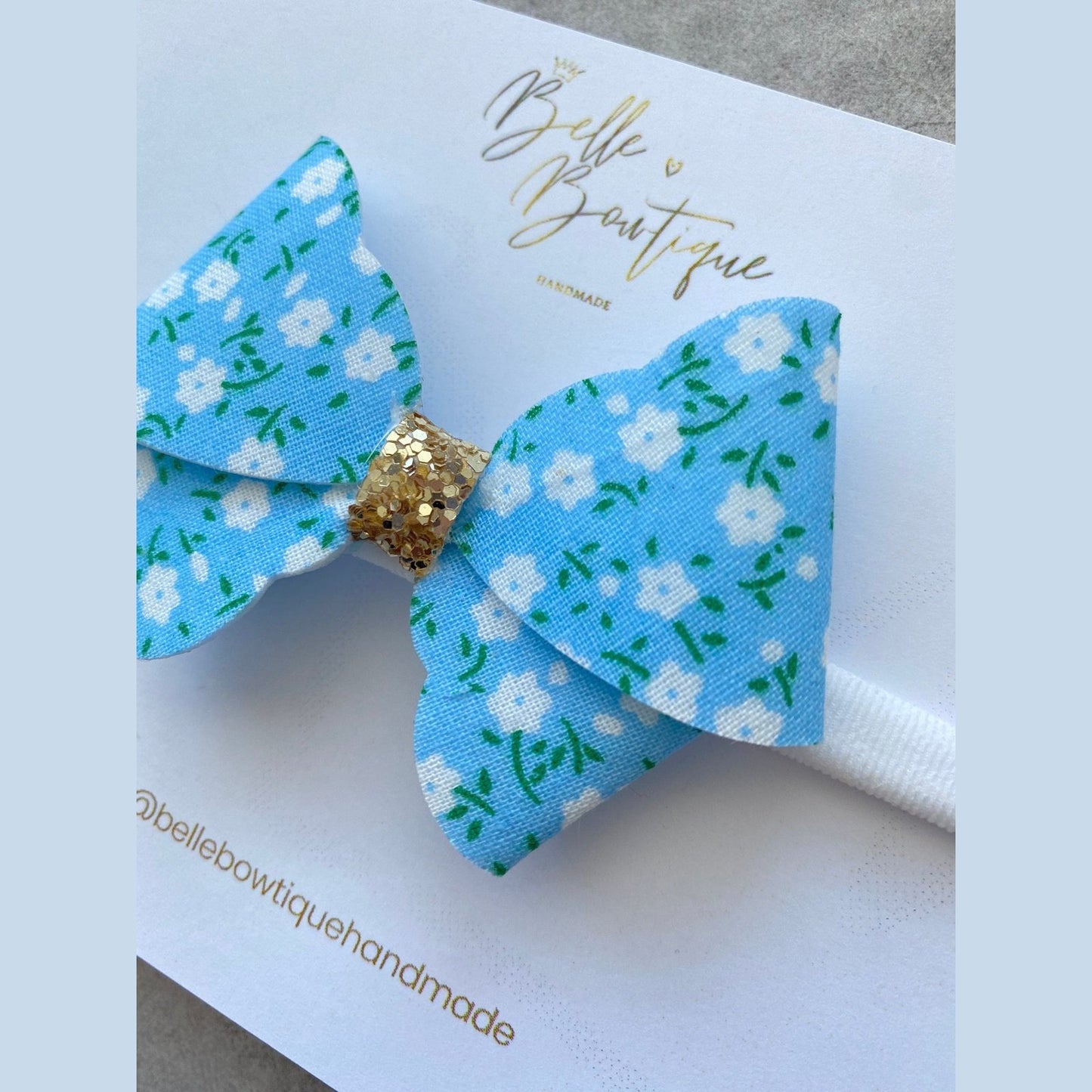 Blue Fabric Bow Headband