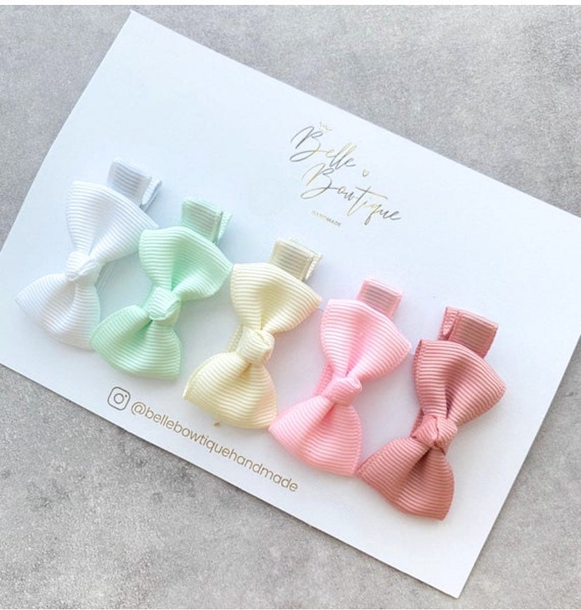 Fully Lined ribbon fringe clips pack of 5- small clips - mini clips - Clip pack - toddler clip small - baby hair clips