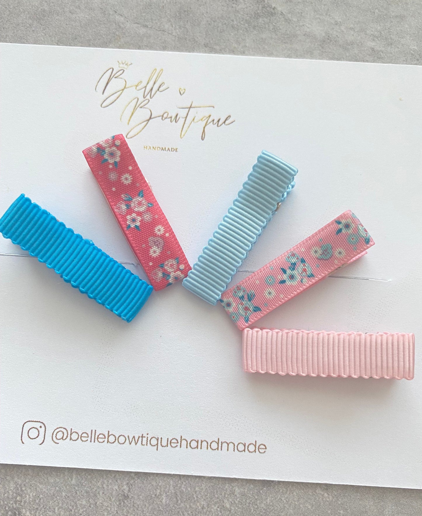 Rainbow Ribbon Fringe Clips Pack of 5 Pinks and Blues