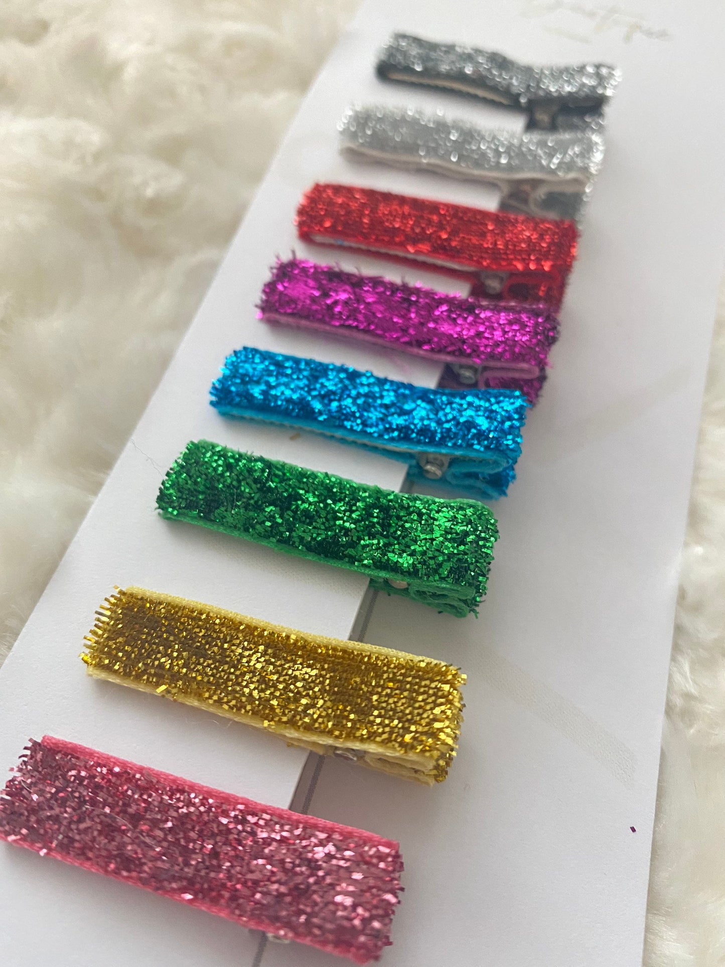 Fringe Clip Pack of 8 Rainbow Glitter Clips