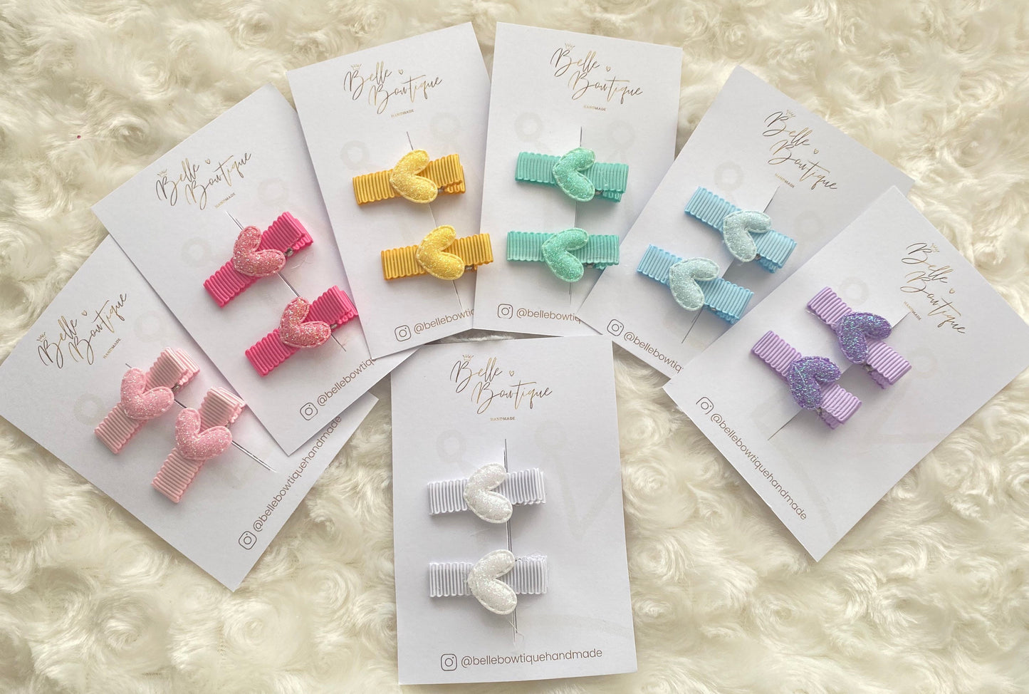 Heart fringe clips - mini clips - Hair clips for girls - small clips - toddler hair clips - baby hair clips - fully ribbon lined clips