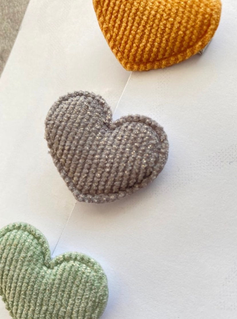 SINGLE Fabric Heart fringe clips