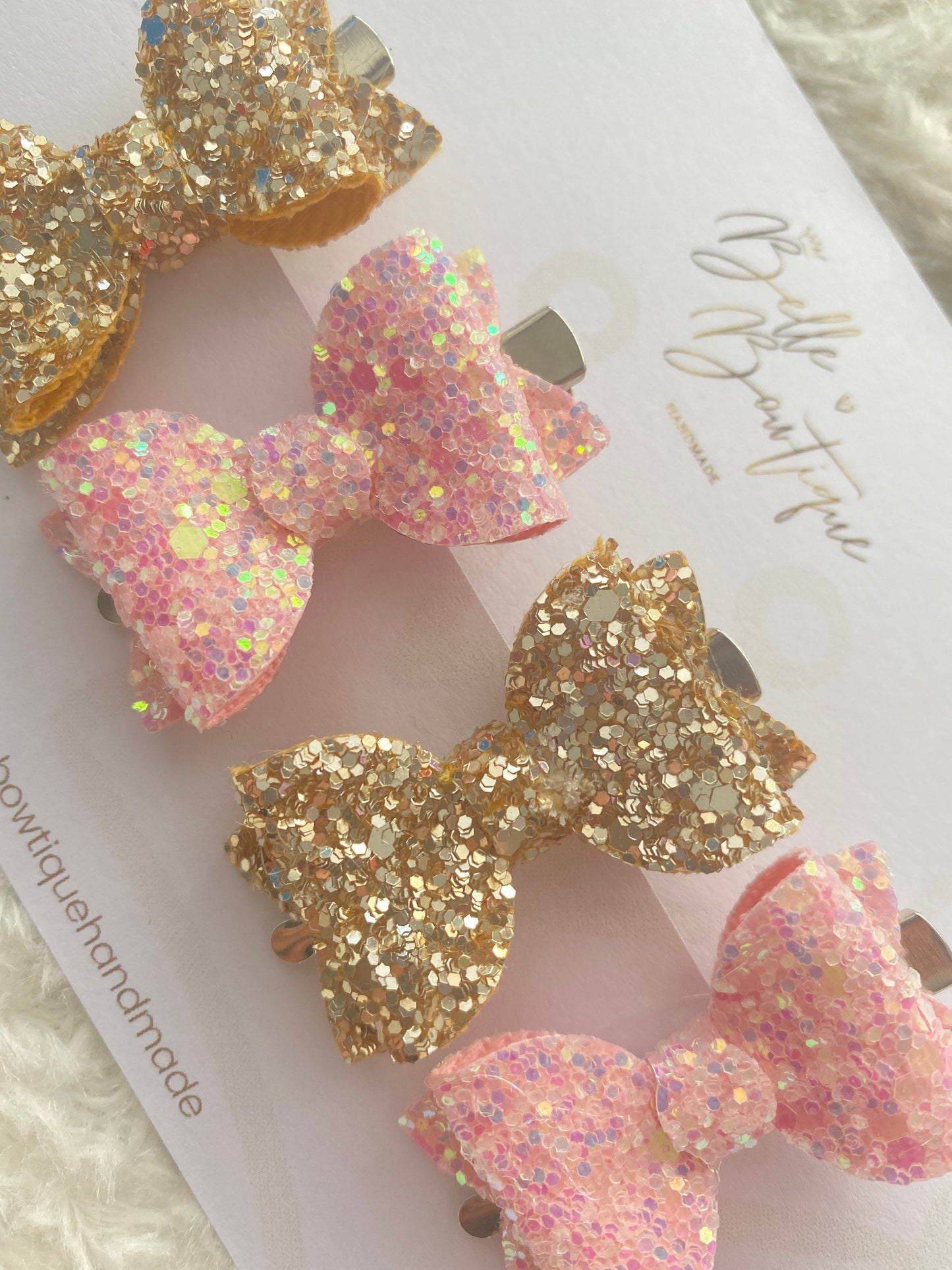 Girls Hair Clip | Bows for Toddlers | Bow Clips | Gold Clips | Fringe Clips | Glitter Bows | Mini Bow | Girl Gift | Girls Hair Bows | Pink