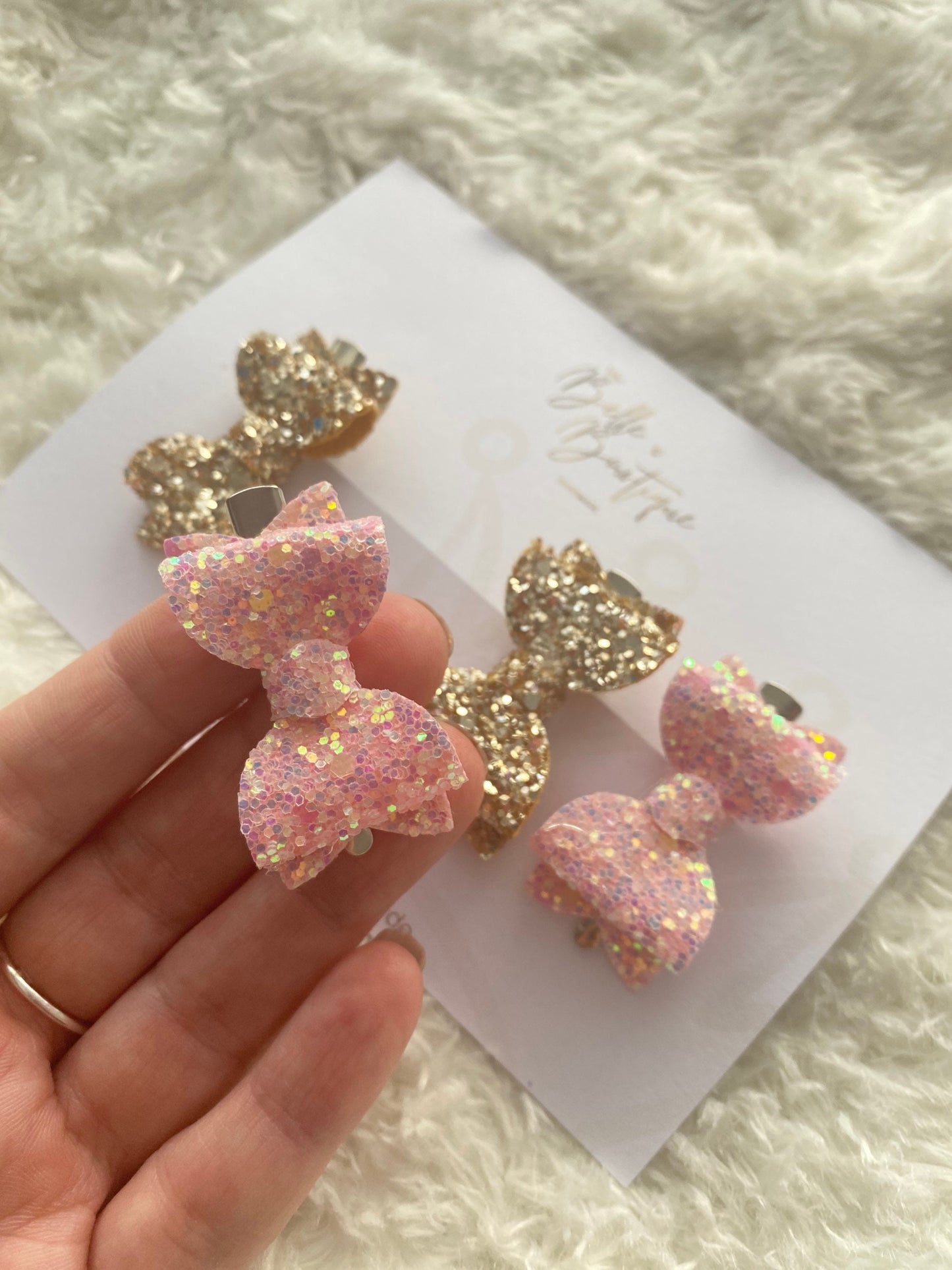 Girls Hair Clip | Bows for Toddlers | Bow Clips | Gold Clips | Fringe Clips | Glitter Bows | Mini Bow | Girl Gift | Girls Hair Bows | Pink