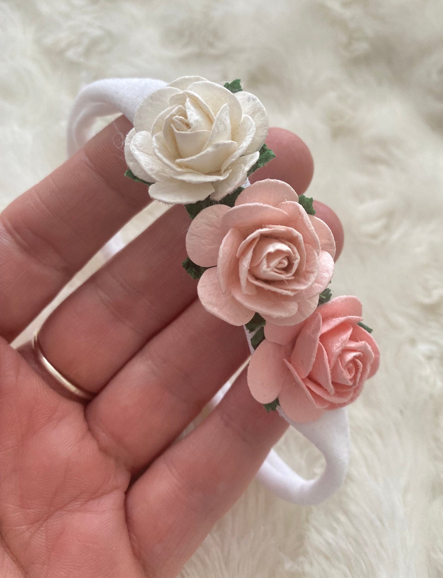 Pink newborn headband -newborn baby gift - flower rose headband - pink headband - baby gift- mulberry flower crown