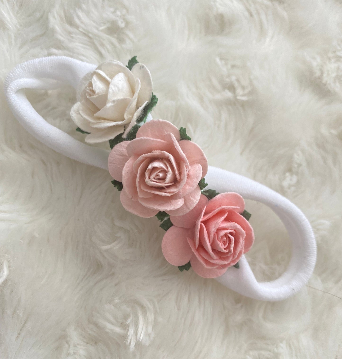 Pink newborn headband -newborn baby gift - flower rose headband - pink headband - baby gift- mulberry flower crown
