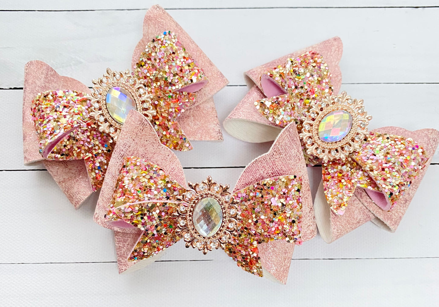 Pink Glitter Jewel Bow