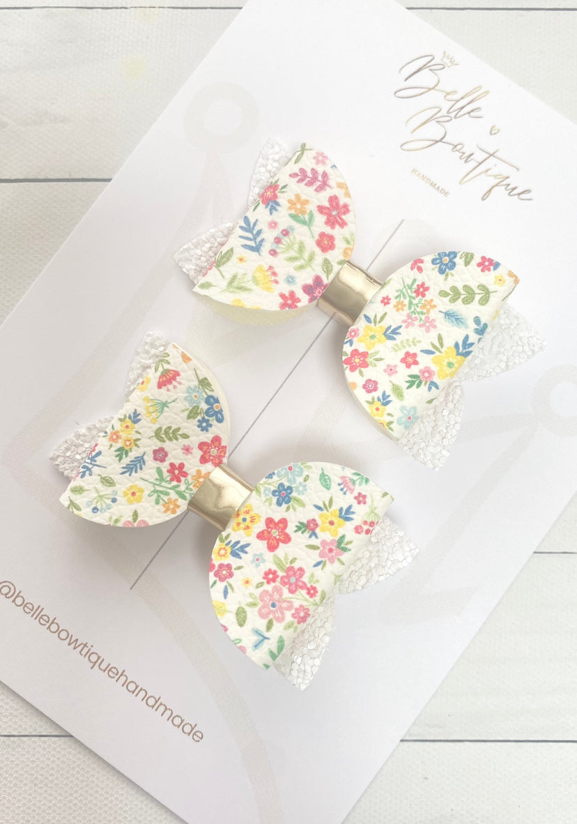 White Floral Bows