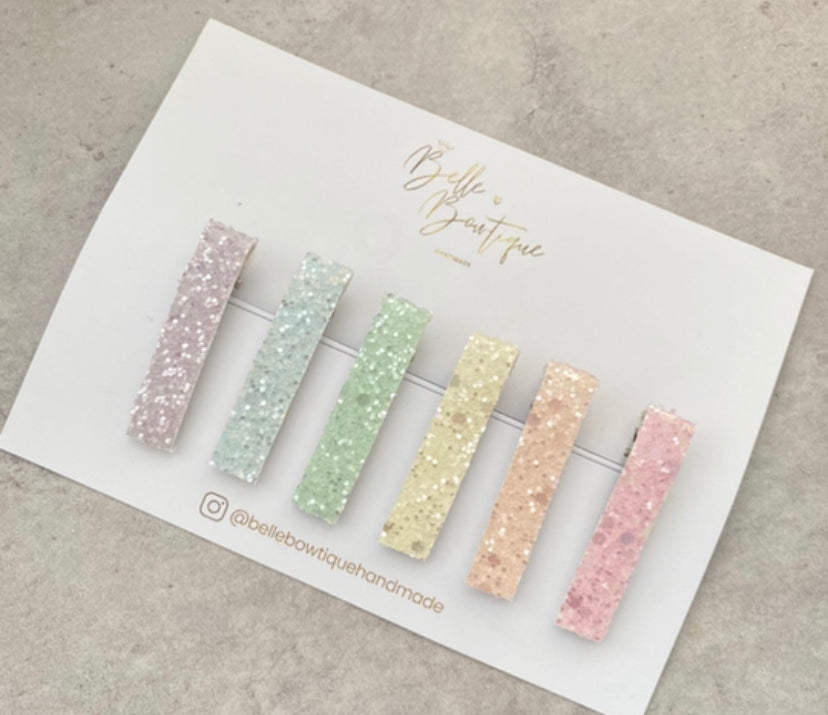 Glitter Pastel Hair Clips