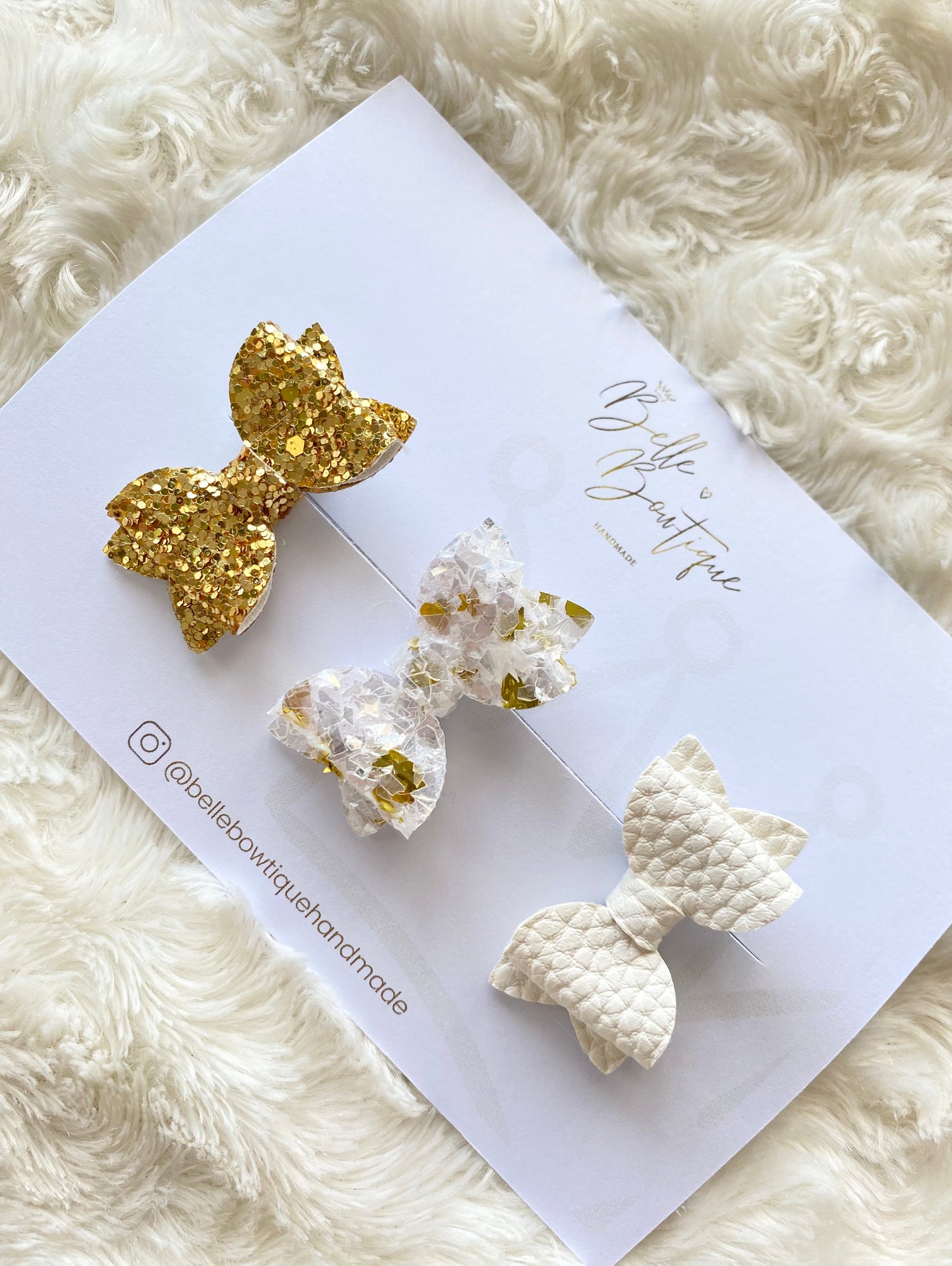 Gold and White Mini Bows