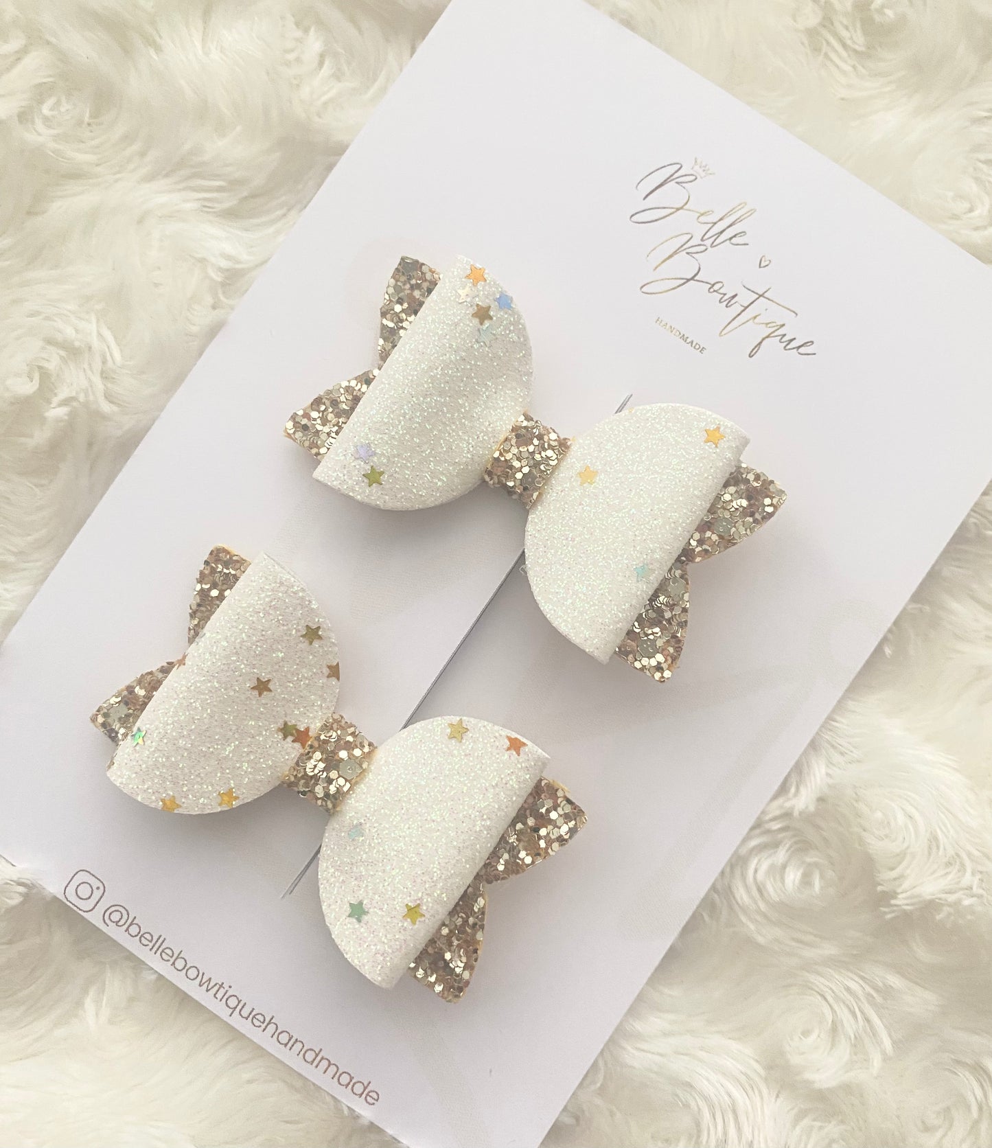 White and Gold Star Christmas Hair Clips