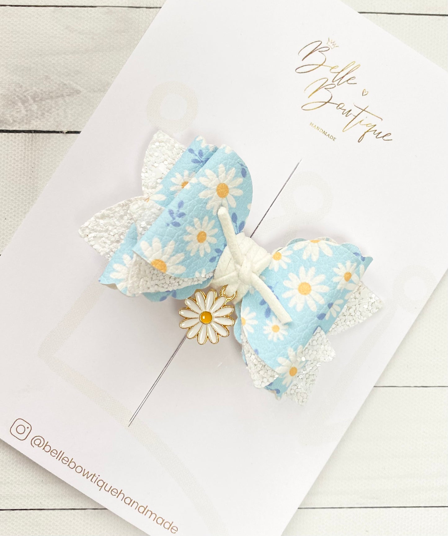 Blue Daisy Hair Bow