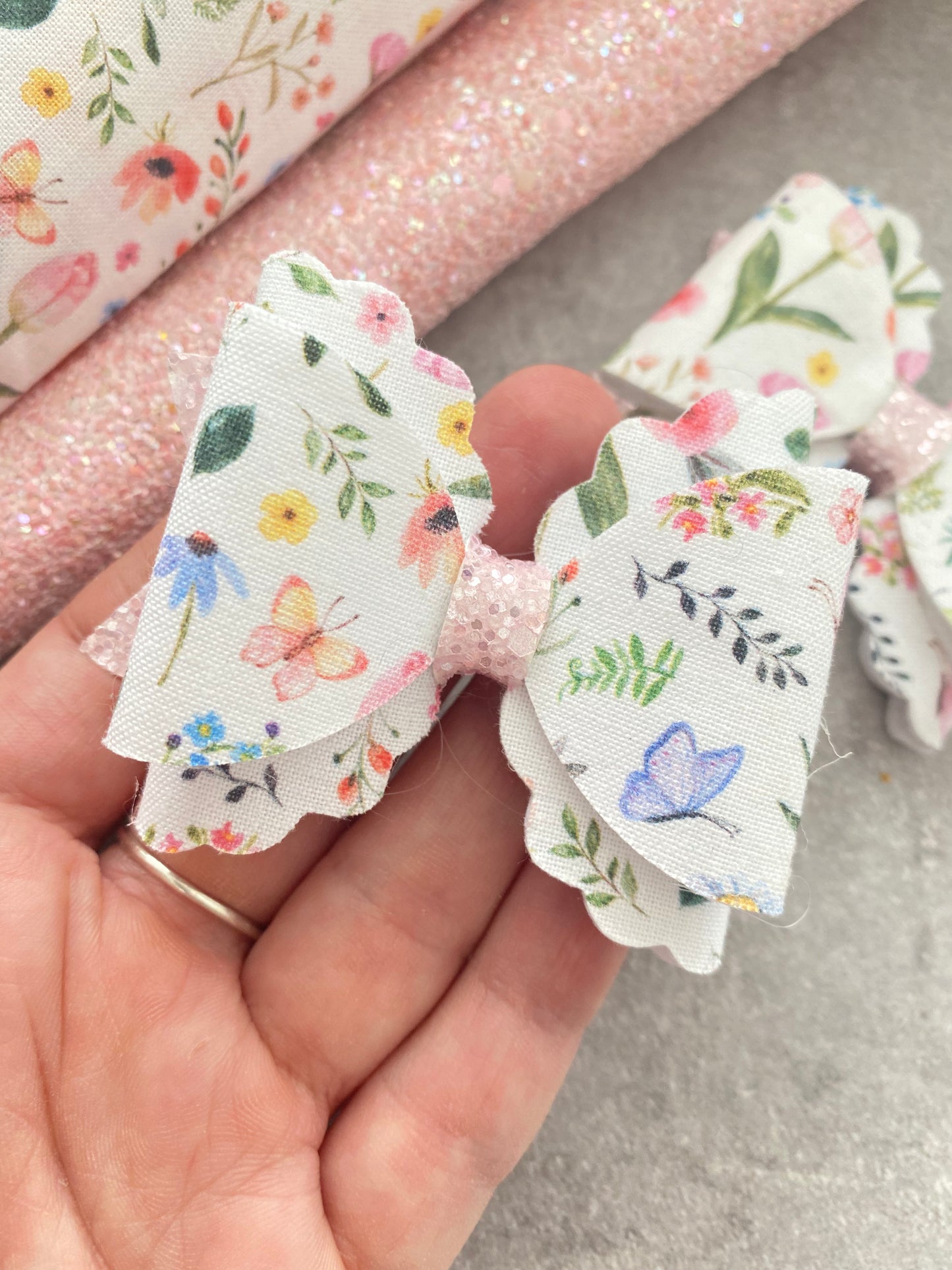 Floral multi loop bow and mini bow set