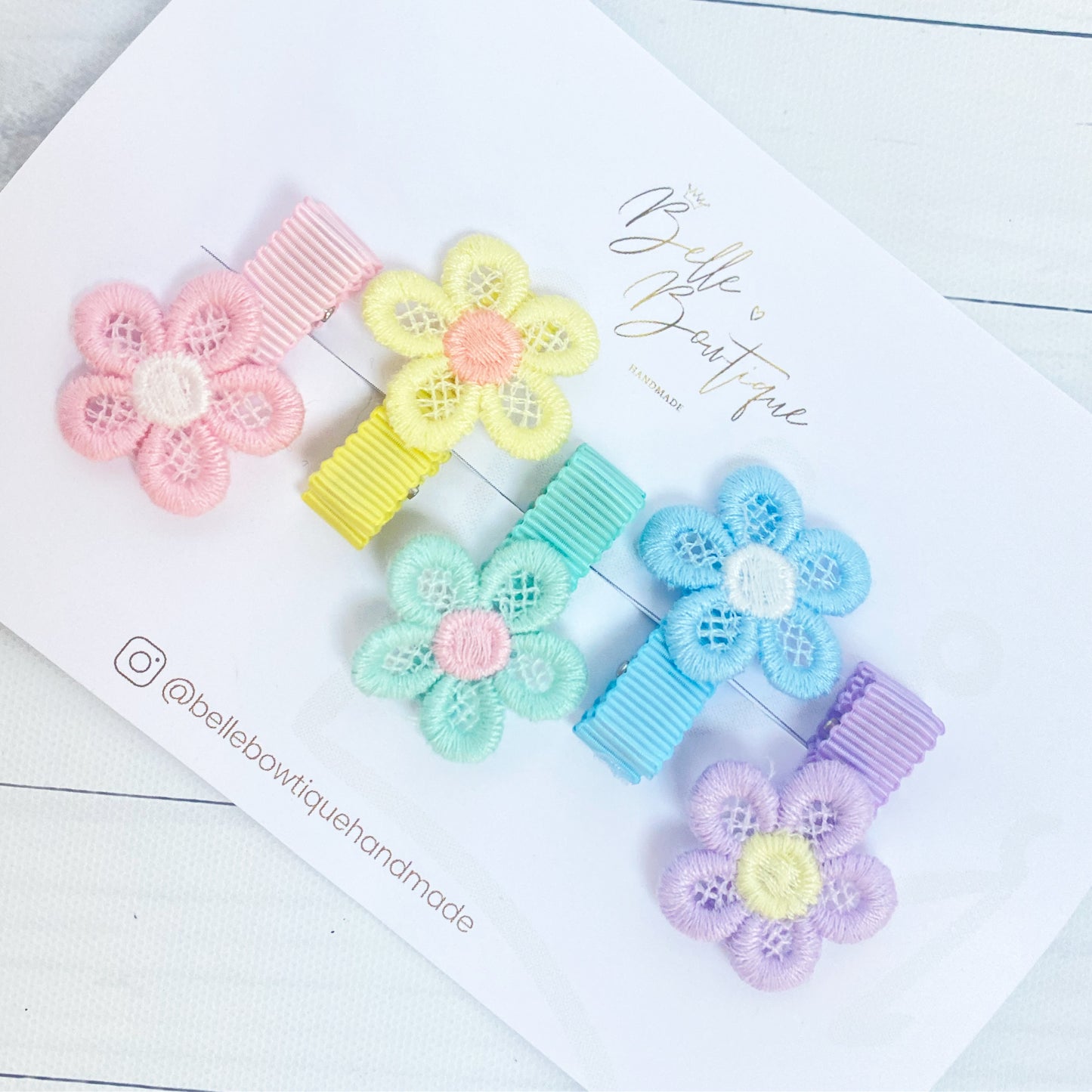 Flower Lined Fringe Clips -Pastels