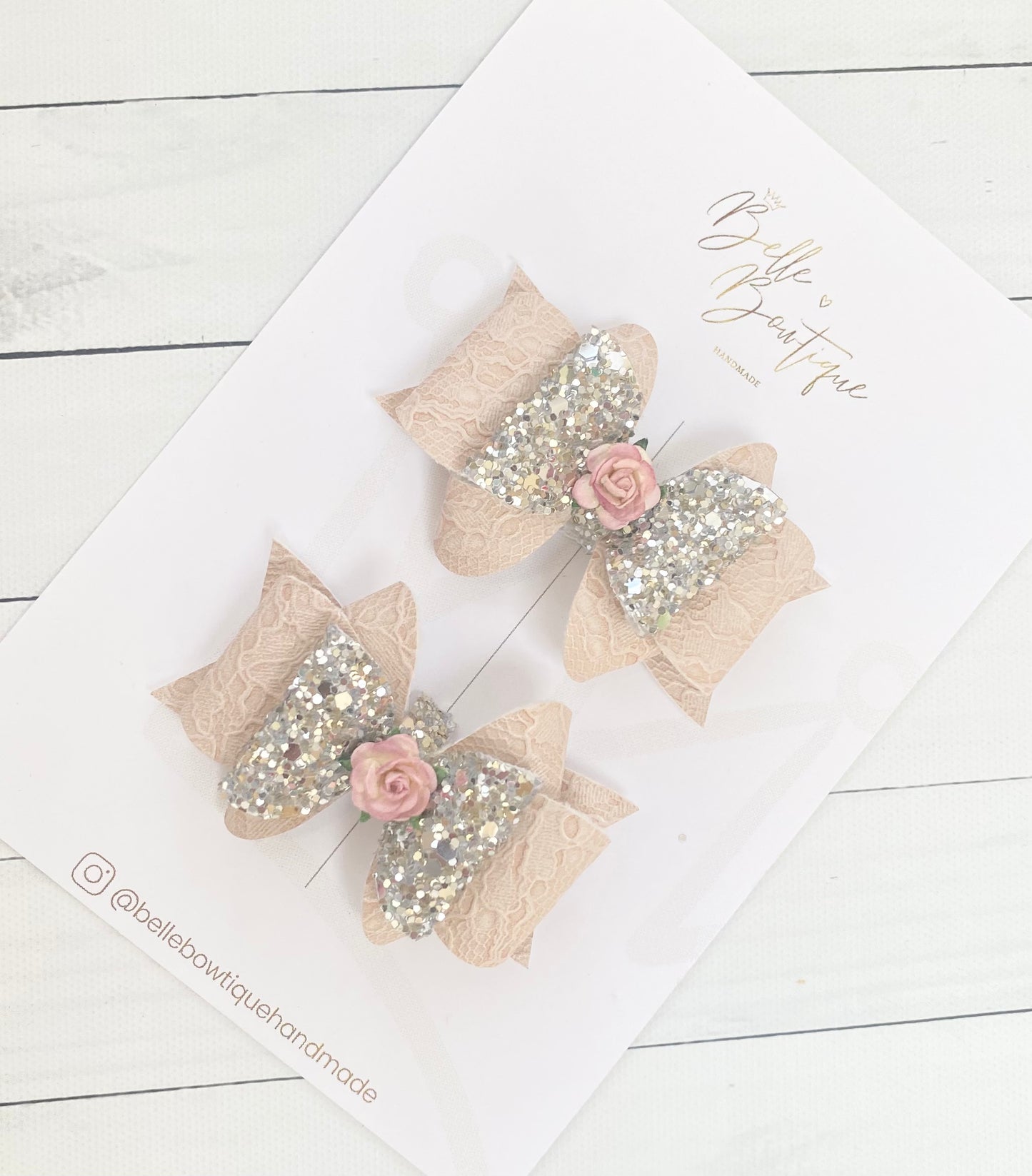 Blush and Silver Double Bow