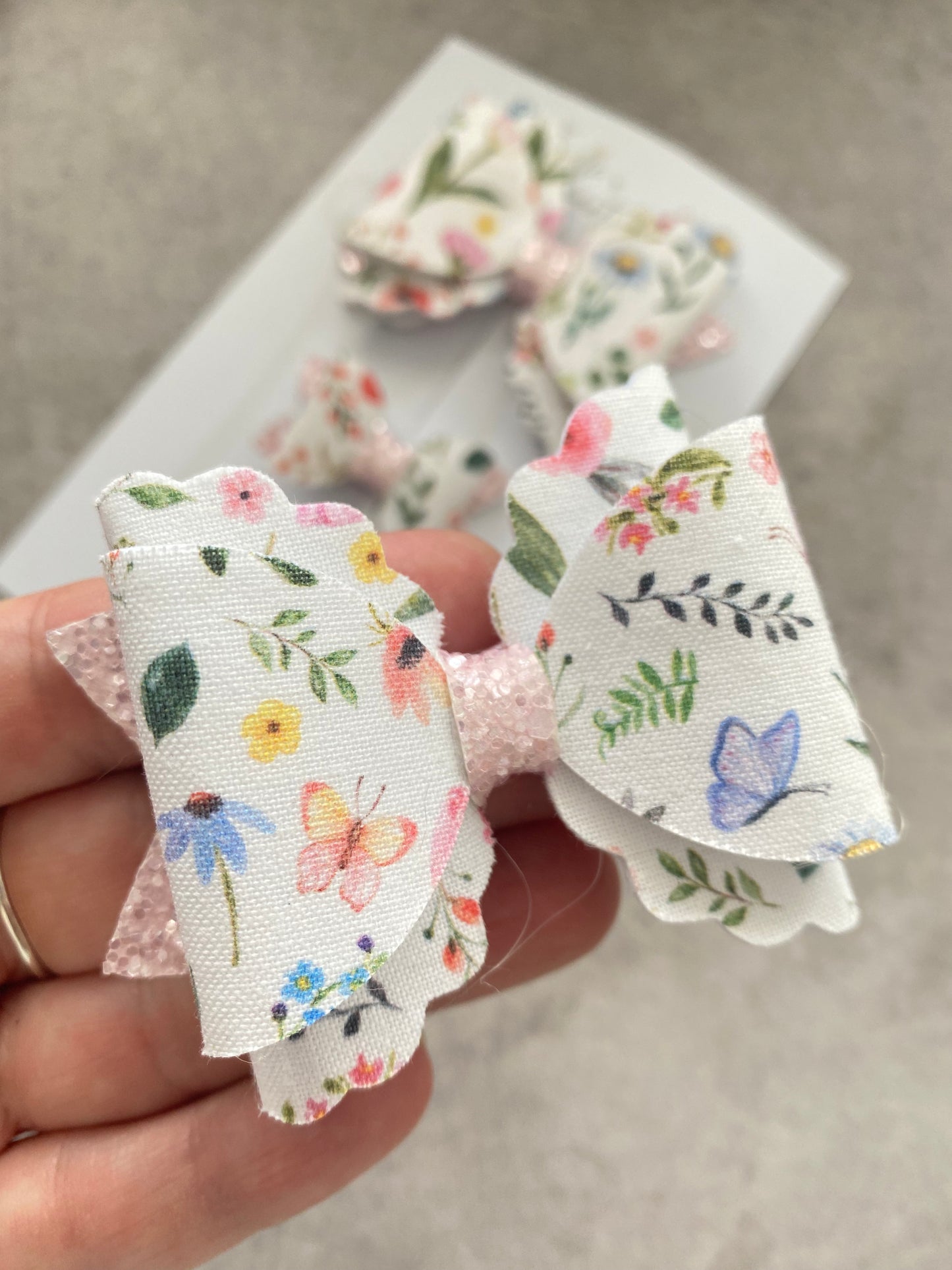 Floral multi loop bow and mini bow set