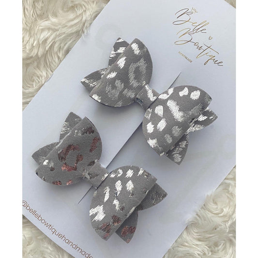 Animal Print Bow - Grey