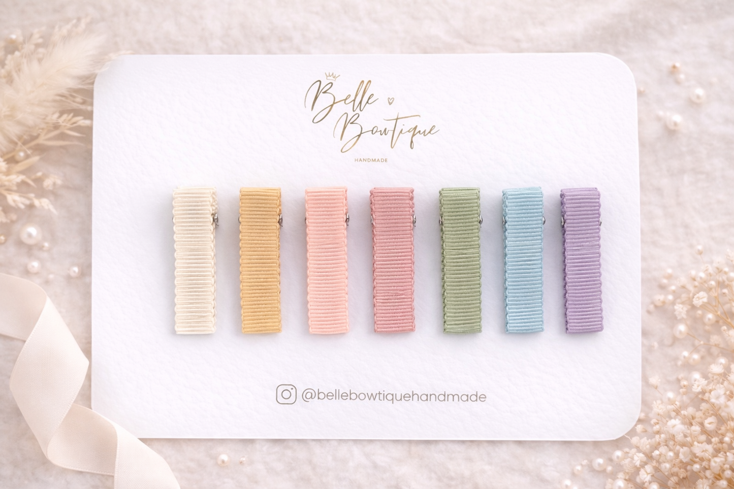 Fully Lined Ribbon Rainbow Fringe Clips Pack of 7