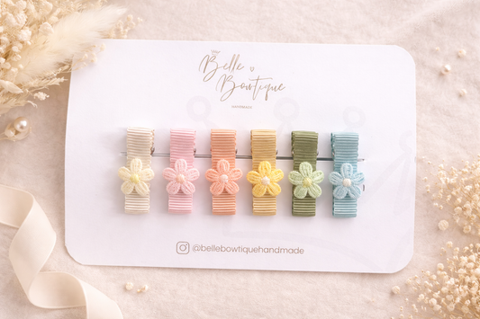 Fully Lined Ribbon Rainbow Flower Fringe Clips