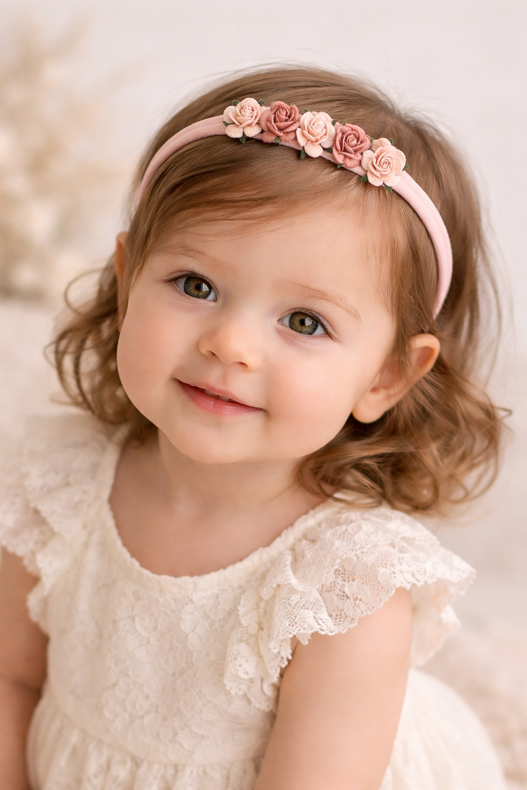 Pink and Dusky Pink Rose Baby Headband