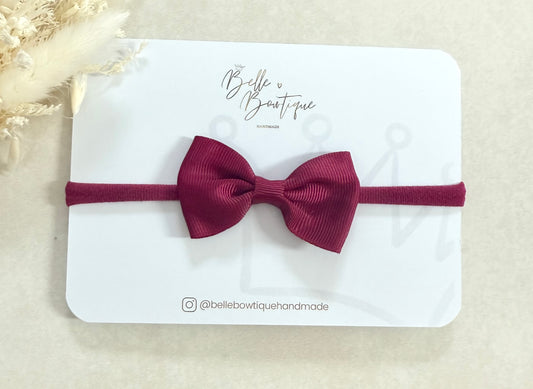 Dark Red Grosgrain Bow Baby Headband