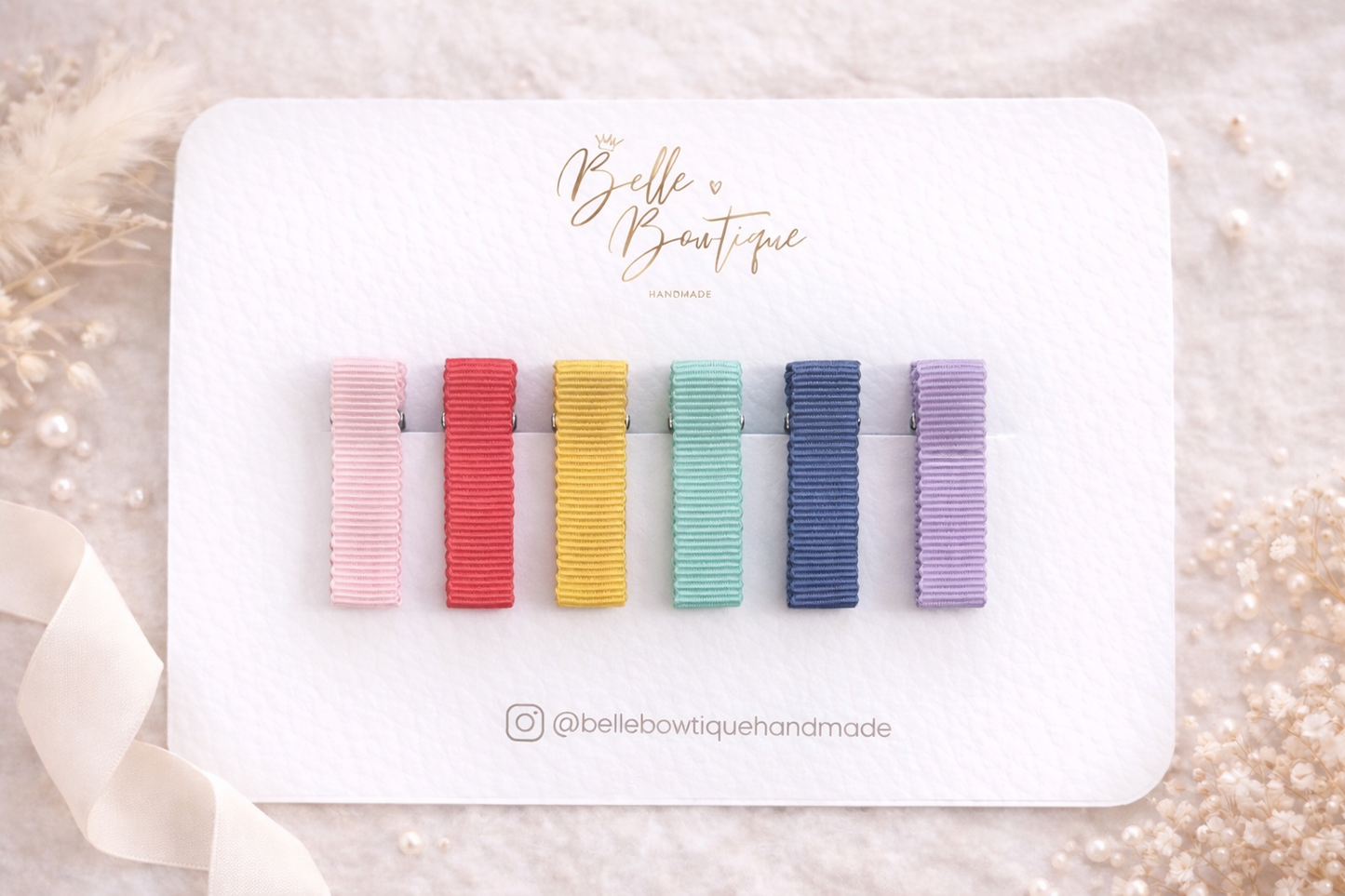 Rainbow Ribbon Lined Fringe clips pack of 6