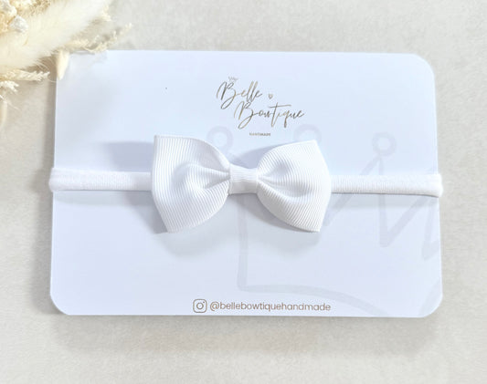 White Grosgrain Bow Baby Headband