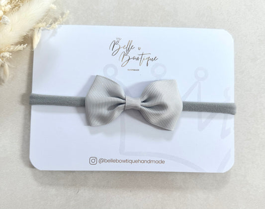 Silver Grey Grosgrain Bow Baby Headband