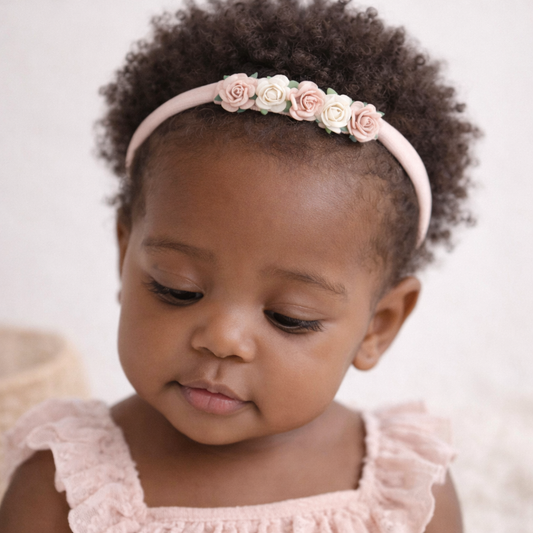 Pink and white baby headband