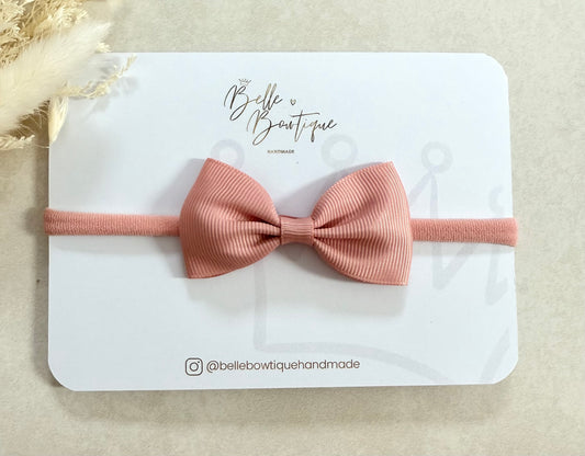 Dusky Pink Grosgrain Bow Baby Headband