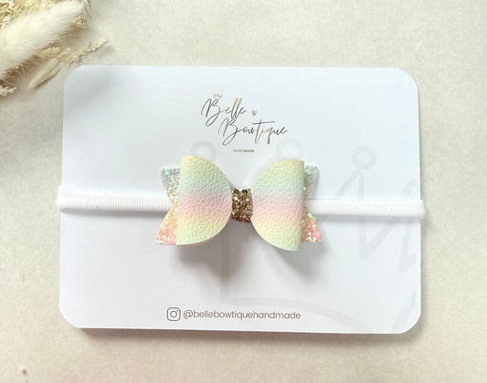 Rainbow Glitter Bow Baby Headband