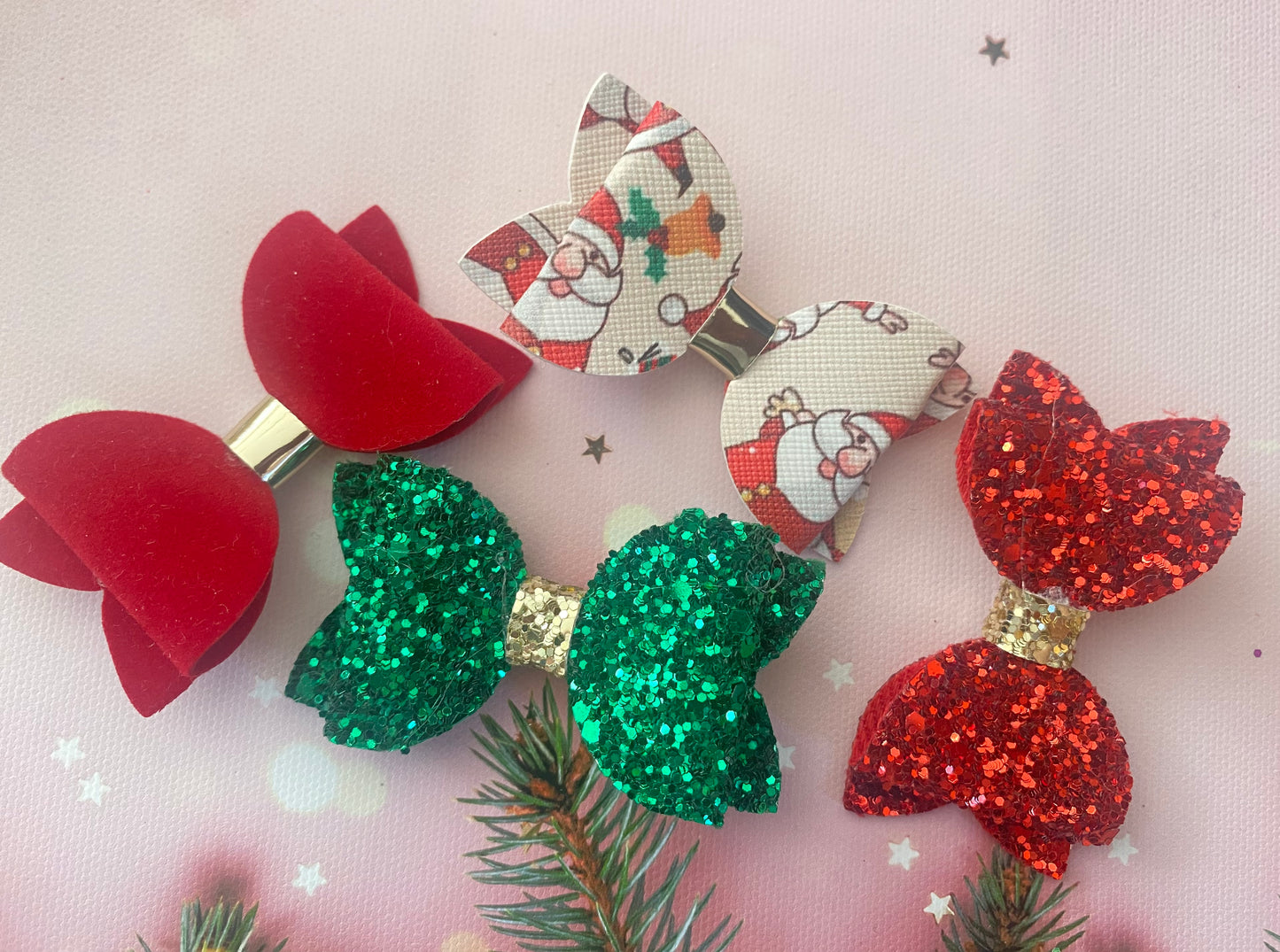 Santa Christmas Bow Set