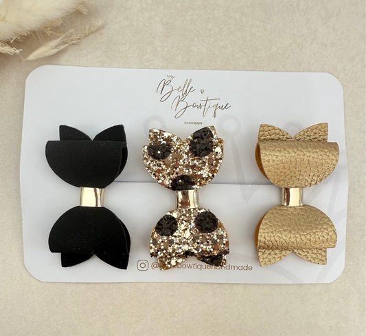Trio Bow Set Black Gold