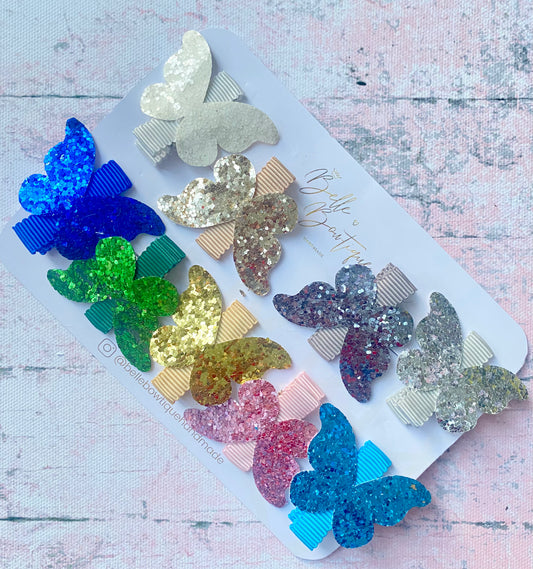 Only £5 - 9 Glitter Butterfly Fully Lined Clips