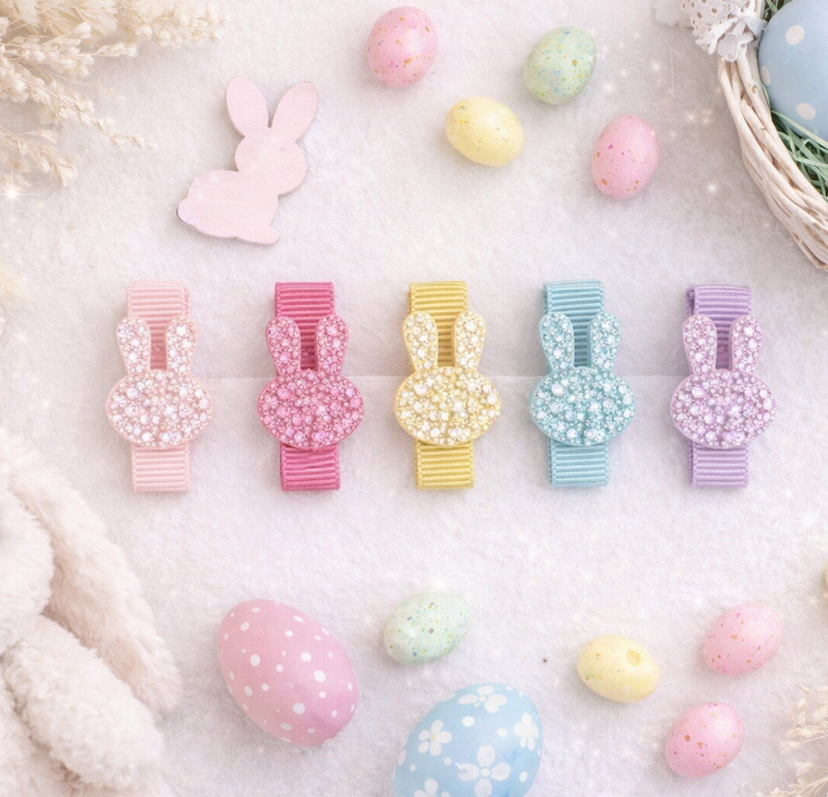 Easter Bunny Ribbon Fringe Clips Pack of 5