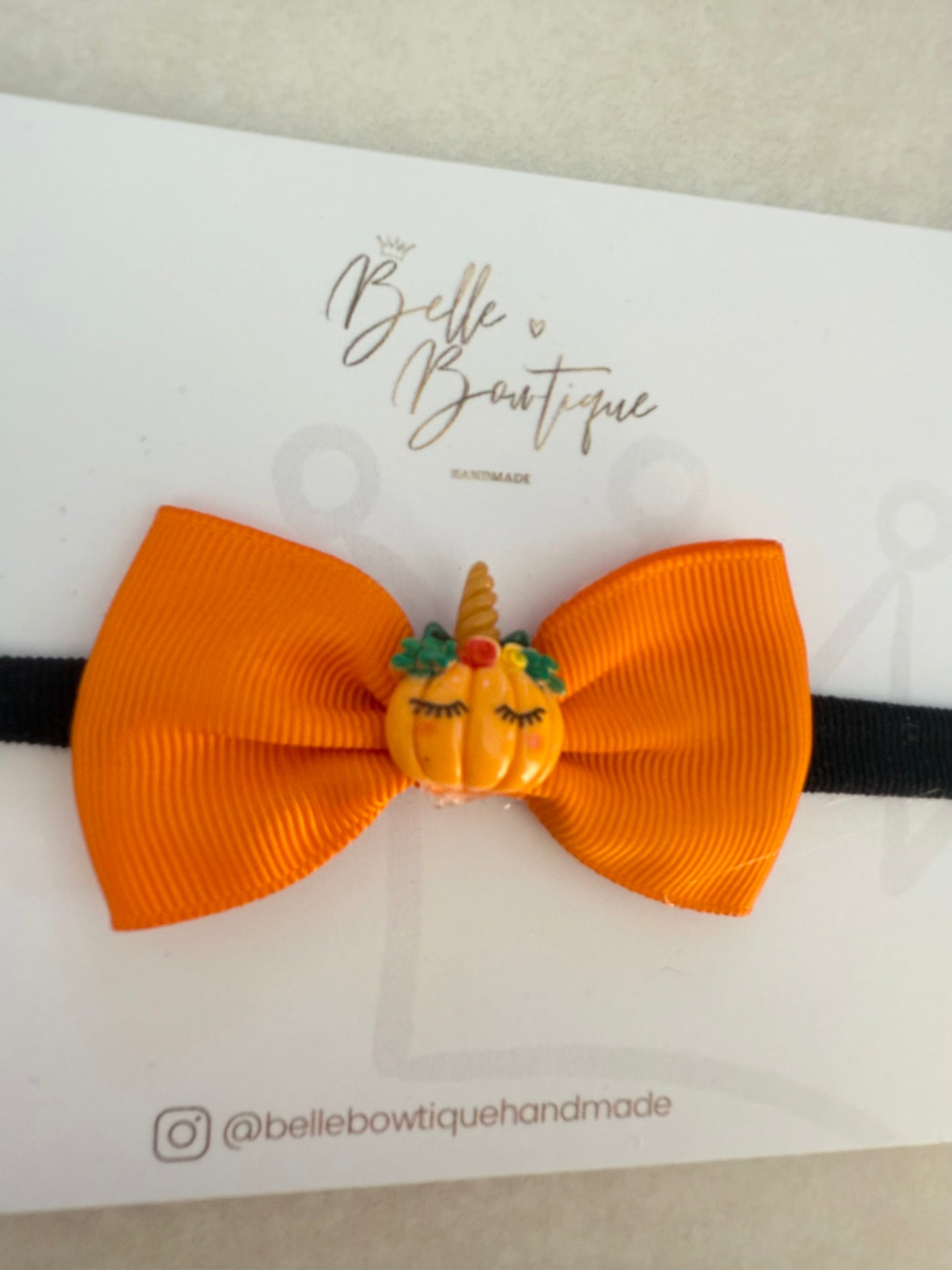 Halloween Sleepy Pumpkin Bow Headband