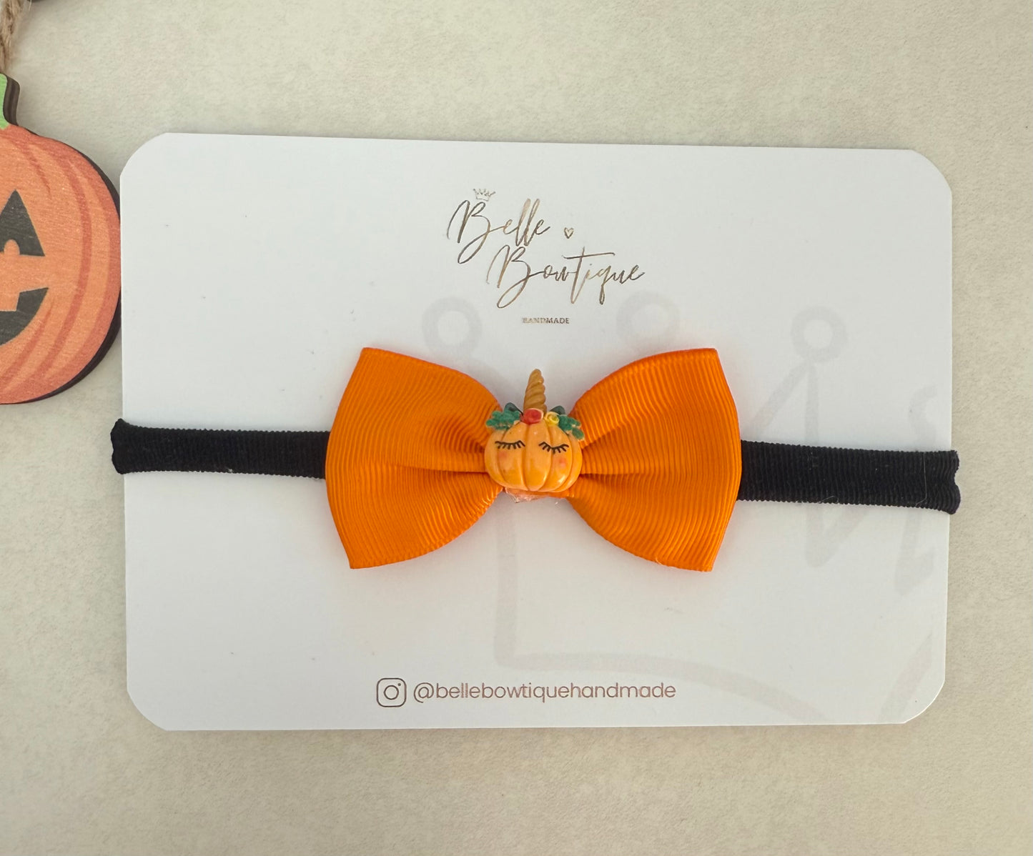 Halloween Sleepy Pumpkin Bow Headband