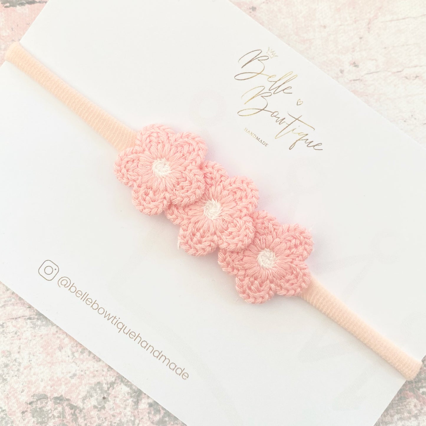 Newborn Pink Crochet Flower Crown Headband