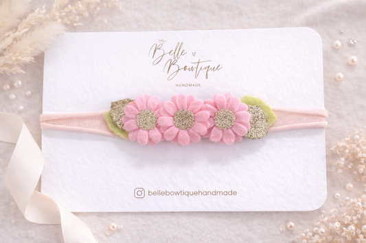 Pink Daisy Baby Headband