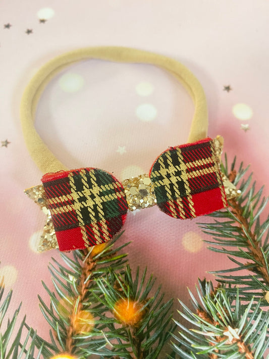 Tartan Baby Bow Christmas Headband